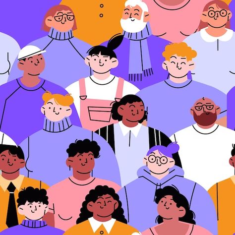 Free Vector | Hand drawn group of people background composition Character Flat Design, People Background, Vector Illustration People, Character Flat, Preppy Wallpaper, Group Of People, People Illustration, Vector Hand, Flat Illustration