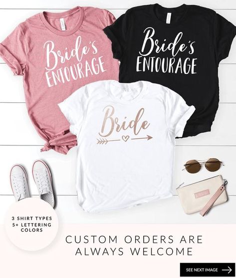 Bachelorette Party Shirts, Bridesmaid Shirt, Bridal Party Shirts, Brides Entourage Shirts, Bachelorette Party Shirt, Bridal Party Shirts. Ideas of custom bachelorette party shirts and tanks for every squad. A unique set of bachelorette shirts for the bride and bridesmaid for a fun girls weekend Vegas Bachelorette Party Shirts, Womens Birthday Shirt, Bridal Party Tshirts, Bachelorette Shirts Beach, Big Little Sorority Shirts, Funny Bachelorette Shirts, Bachelorette Party Shirts Funny, Bachelorette Party Tshirts, Bride Squad Shirt