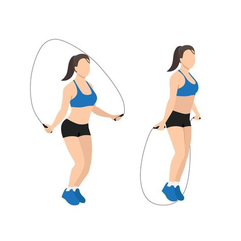 Jumping Jacks Workout, Exercise Illustration, Workouts Without Equipment, Squat Thrust, Rope Skipping, Bridge Workout, Rope Exercises, Whole Body Workouts, Jump Rope Workout