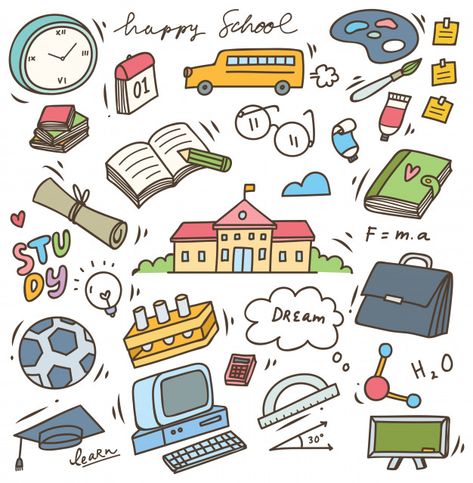 Doodles For School, School Doodles, Doodles Bonitos, Background School, School Vector, Notes Art, School Related, Cartoon Background, Cartoon Stickers