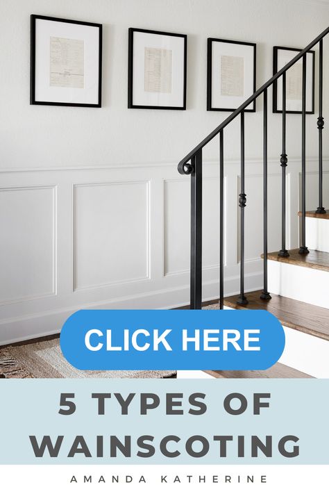 Shiplap is another type of wainscoting that uses boards, either horizontally or vertically, usually across the entire wall, not just a ⅓ of the way up. This blog post goes in detail about the different kinds of shiplap and the best one to use.  As I stated earlier, there are a variety of materials now to make wainscoting.  Wood is the original form, and the most authentic and customizable. You can paint it, stain it, and achieve just about any look you are going for using wood. Horizontal Wainscoting Ideas, Different Types Of Wainscoting, Diy Waynes Coating, Farmhouse Wainscoting Ideas, Wayne Scotting Walls, Types Of Wainscoting, Wainscoting Ideas Bedroom, Half Wall Paneling, Waynes Coating