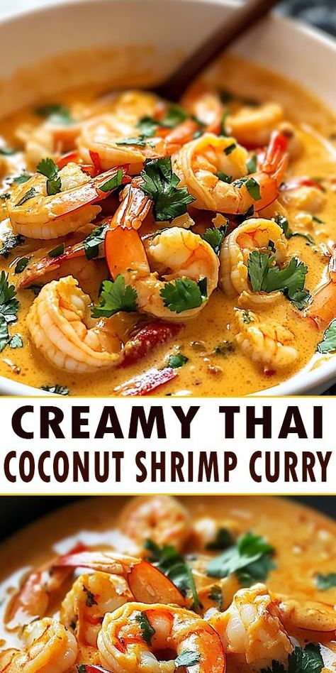 Dive into the flavors of Southeast Asia with this Creamy Thai Coconut Shrimp Curry recipe! 🌶️🥥 Bursting with vibrant colors and rich flavors, this easy-to-make dish is perfect for a weeknight dinner or a special occasion. 👉 Ready to spice up your dinner? Click through to get the full recipe and tips for making this Creamy Thai Coconut Shrimp Curry your new go-to dish! #ThaiCurry #CoconutShrimp #EasyRecipes #DinnerInspiration #Foodie #HealthyEating Shrimp And Chicken Curry, Shrimp With Curry Sauce, Easy Coconut Curry Shrimp, Shrimp Yellow Curry, Easy Shrimp Curry, Shrimp Indian Curry, Coconut Rice And Shrimp Recipe, Curry Prawns Recipes Coconut Milk, Shrimp Recipes Curry