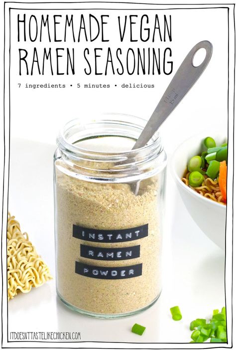 Homemade Ramen Powder, Vegan Ramen Seasoning Recipe, Vegan Ramen Broth Recipe, Homemade Ramen Seasoning Chicken, Top Ramen Seasoning Homemade, Vegan Soup In A Jar, Healthy Ramen Seasoning, Ramen Seasoning Packet Recipe, Instant Soup In A Jar