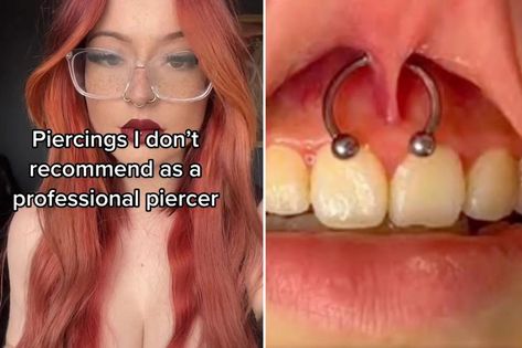 Hidden Smiley Piercing, Piercings You Can Hide From Your Parents, One Ear Piercing Ideas, Goth Facial Piercings, Inner Lip Piercing, Minimal Piercings Ear, Subtle Face Piercing, Cute Piercings For Women, How To Fake Piercings