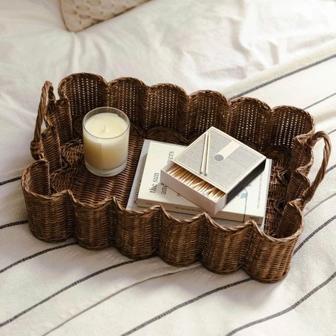 Designer Tray, Rattan Decor, Rattan Tray, Recycled Packaging, Table Centerpieces, A Table, Teak, Hand Weaving, Tray