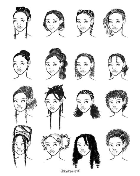 Bookmarks / X Curly Hairstyles Art, Afro Hair Drawing, Villain Design, Drawing Anatomy, Hairstyles Art, Chara Design, Hair Sketch, Black Characters, Sketchbook Ideas