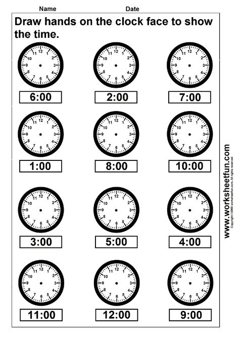 Draw hands on the clock face to show the time - 4 Worksheets Time Worksheets Grade 2, Kindergarten Telling Time, Elapsed Time Worksheets, Clock Worksheets, Telling Time Worksheets, Worksheet For Kids, Time Worksheets, Teaching Time, Math Time