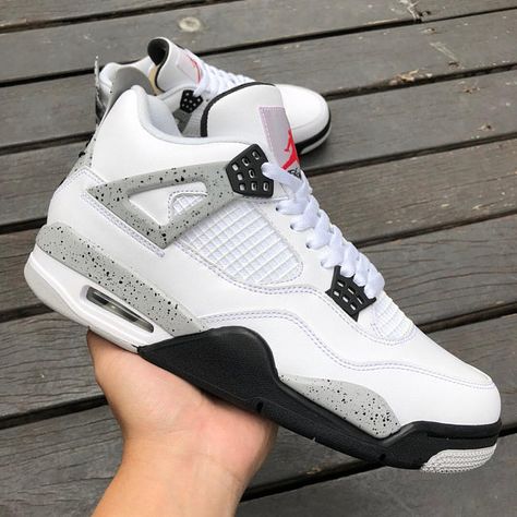 SALE OFF FROM #COSYZONE DM TO GET THE DISCOUNT Air Jordan 4 White Cement, Jordan 4 White Cement, Shoes 4s, Purple Basketball Shoes, Jordan 4 White, Custom Jordans, Basketball Shoes For Men, Jordan 4s, White Cement