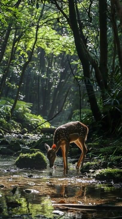 Forest Animals Aesthetic, Deer Wallpaper Aesthetic, Forest Creatures Mythical, Earth Magic Aesthetic, Mane Wolf, Fawn Aesthetic, Deer In Woods, Animals In Nature, Forest Wildlife