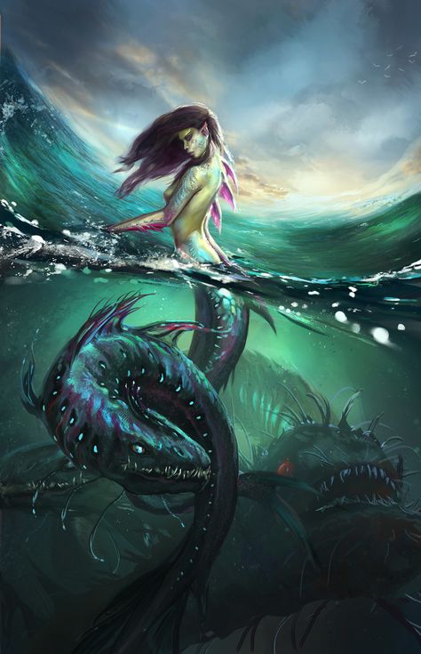 Water Faries, Goddess Water, Fantasia Art, Dengeki Daisy, Mermaid Artwork, Fantasy Mermaids, Mermaid Drawings, Samurai Tattoo, Mermaids And Mermen