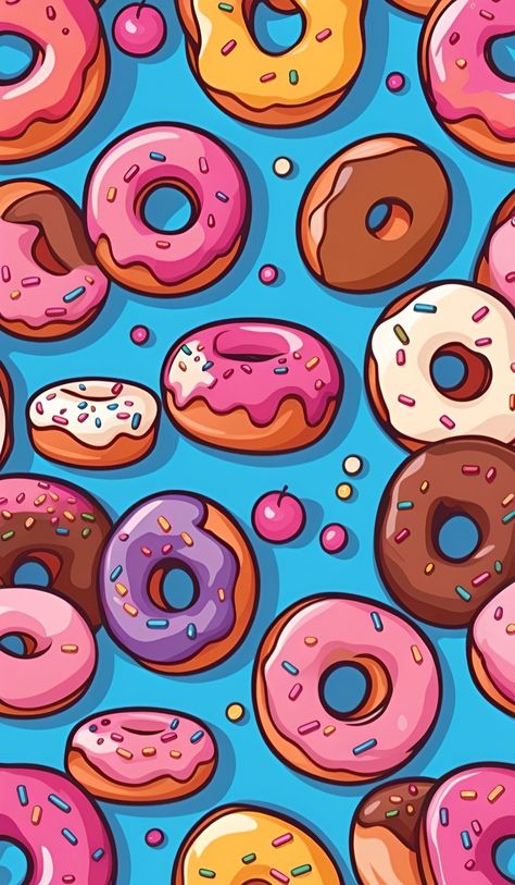 Donut Wallpaper, Donut Background, Donut Cartoon, Donut Pattern, Jelly Wallpaper, Sublimation Ideas Projects Inspiration, Computer Wallpaper Desktop Wallpapers, Christmas Phone Wallpaper, Beautiful Art Pictures