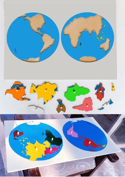 World Puzzle Map (Geography) | Montessoriseries Vowel Team Words, World Map Puzzle, Montessori Geography, Montessori Color, World Puzzle, Place Value Chart, Number Flashcards, Continents And Oceans, Map Puzzle