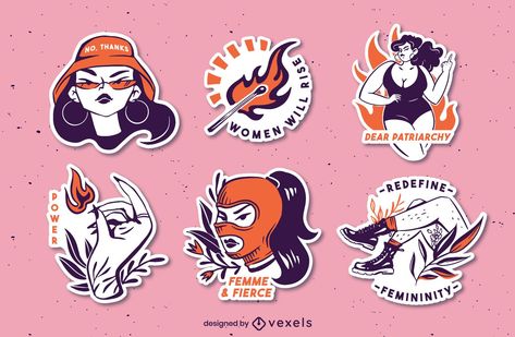 Feminist Merch, Medusa Artwork, Feminist Design, Positivity Stickers, Quotes Women, Merch Ideas, Good Wishes, Mo Design, Art Trends