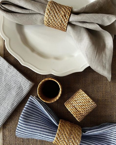 Add a hint of classic character with handwoven rattan napkin rings. ~Finely woven by skilled artisans~ | Instagram Instagram Add, January 9, Napkin Rings, Napkins, Hand Weaving, On Instagram, Instagram, Art