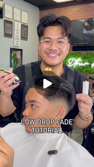 IE Barber • Pico ⚜️ on Instagram: "Low Drop Fade Tutorial  Master the art of the low drop fade with bulk! 💈 Check out our exclusive tutorial for beginners on how to achieve the perfect low fade every time! #LowDropFade #barbertutorial #lowfade   If you’re in the inland Empire and you like what you see, tap the link in my bio to book an appointment  Music: Internet Talk - Man-ManV" Drop Down Fade Haircut, Low Drop Fade Middle Part, Low Drop Fade Short Hair, Mens Cuts For Straight Hair, Low Drop Fade Straight Hair, Low Drop Fade With Bulk, Mens Drop Fade Haircut, Mens Drop Fade, Mens Low Taper Fade