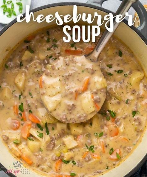 Ground Beef Potato Soup, The Best Cheeseburger, Ground Beef Potatoes, Beef Potatoes, Cheese Burger Soup Recipes, Healthy Ground Beef, Ground Beef And Potatoes, Beef Soup Recipes, Soup With Ground Beef