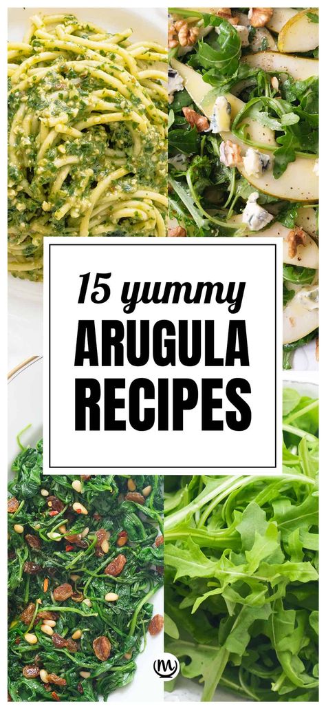 The vibrant, healthy, peppery arugula is the star of the show in this collection of delicious arugula recipes. #arugularecipes #arugulasalad #arugulasaladrecipes Cooked Arugula, Arugula Pasta, Arugula Recipes, Arugula Salad Recipes, Arugula Pesto, Gluten Free Salads, Arugula Salad, Dinner Salads, Pasta Salad Recipes