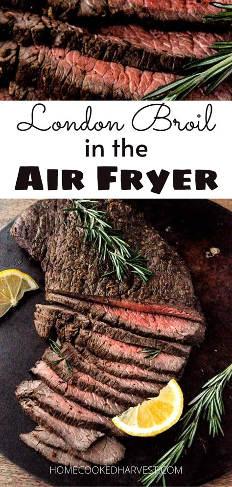 Steak In Air Fryer, Air Fryer Meats, Stay At Home Chef Recipes, Air Fryer Meat, Cooking London Broil, Air Fryer Beef, London Broil Recipes, The Stay At Home Chef, Chuck Steak