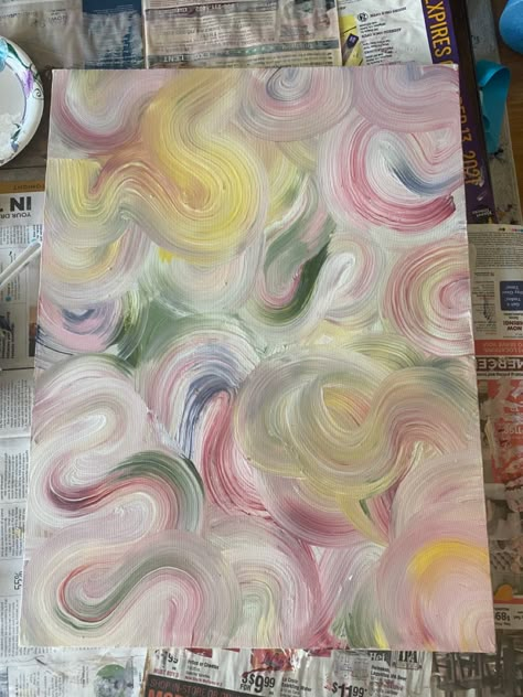 Canvas Painting Ideas Background, Abstract Art Painting Aesthetic, Acrylic Painting Simple Aesthetic, Jewel Tone Abstract Painting, Aesthetic Painting Ideas Abstract, Blended Acrylic Painting, Paint Swirls On Canvas, Swirly Painting Ideas, Acrylic Swirl Painting