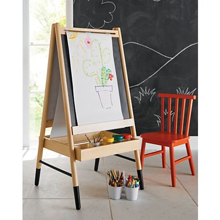 Kids Art Easel + Reviews | Crate and Barrel Montessori, Toddler Easel, Kids Art Gifts, Kids Art Easel, Kids Easel, Kids Art Studio, Modern Playroom, Gift Crates, Kids Craft Room