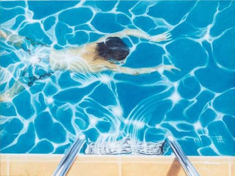 A David Hockney's pool painting from L.A. David Hockney Water, Hockney Swimming Pool, Hockney Pool, David Hockney Pool, Artwork Composition, Pool Artwork, Pool Painting, David Hockney Paintings, David Hockney Art