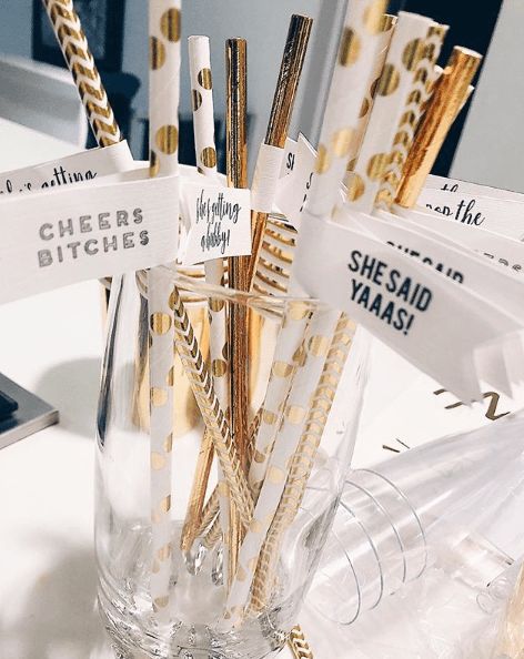 Ideas for classy hen party accessories | Hen Do Ideas | The Hen Planner Classy Hen Party, Hen Night Ideas, Hen Party Decorations, Gold Bachelorette, Gold Straws, Hen Party Accessories, Awesome Bachelorette Party, Bachelorette Party Planning, Bridal Bachelorette Party