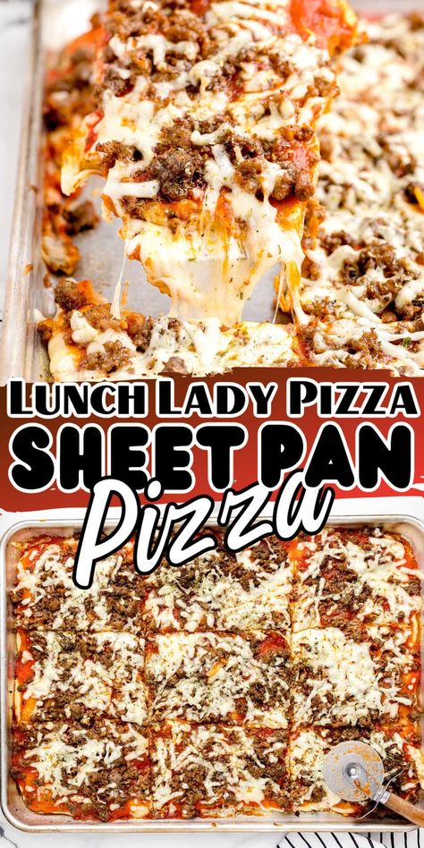 Lunch Lady Pizza Recipe, Lunch Lady Pizza, School Lunch Pizza Recipe, School Cafeteria Pizza Recipe, School Cafeteria Pizza, Cafeteria Pizza, School Cafeteria Food, Sheet Pan Pizza, Lunch Pizza