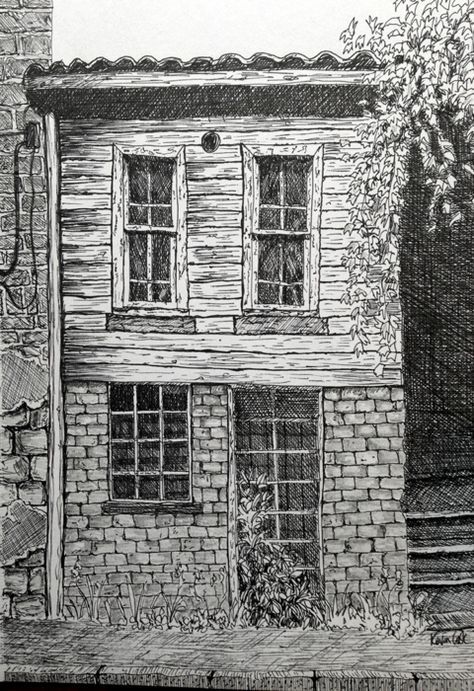 The Old Shack - ink drawing on Behance Old Shack, Cottage Drawing, Scribble Drawings, Unique Alphabet, Fountain Pen Drawing, Landscape Pencil Drawings, Black Ink Art, Artsy Background, Pen And Pencil