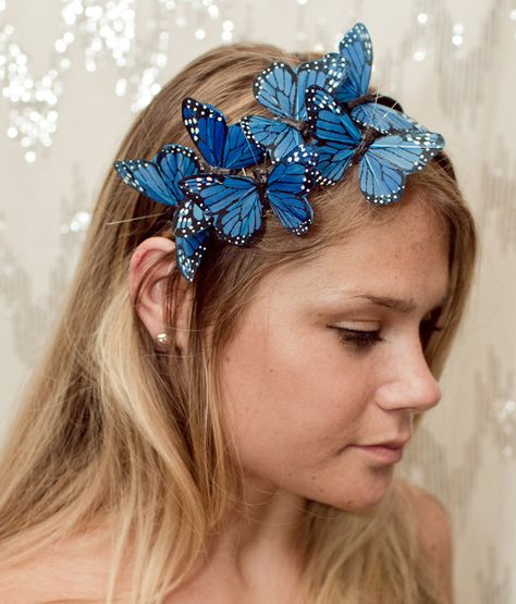 Woodland Headband, Butterfly Headband, Butterfly Crown, Butterfly Costume, Princess Fairy, Flower Crowns, Fairy Costume, Diy Hair Accessories, Blue Butterfly