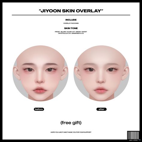 Jiyoon Face Overlay August 2024 Gift by aeoo Sims 4 Cc Heart Face Tattoo, Sims Cc Shading, The Sims 4 Face Overlay, Sims 4 Korean Presets, Sims 4 Soft Skin Overlay, Face Overlay Sims 4 Cc, Sims 4 Cc Hair Overlay, Sims 4 Cc Korean Face, Sims 4 Korean Save File