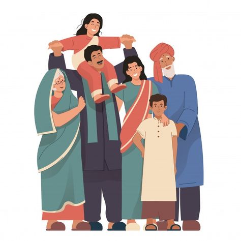 Happy indian family portrait wearing tra... | Premium Vector #Freepik #vector #kids #diwali #family #character Indian Family Drawing, Indian People Illustration, Family Portraits Indian, Indian Family Illustration, Diwali Family, Happy Family Images, Indian Illustrations, Radha Kishan, Handpainted Tote