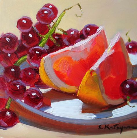 Daily Paintworks- FOR SALE - Elena Katsyura (this piece)- New original fine art for sale everyday. Painting Of Fruit, Arte Doodle, Fruits Drawing, Food Painting, Fruit Painting, Simple Acrylic Paintings, Daily Painting, Painting Still Life, Still Life Art