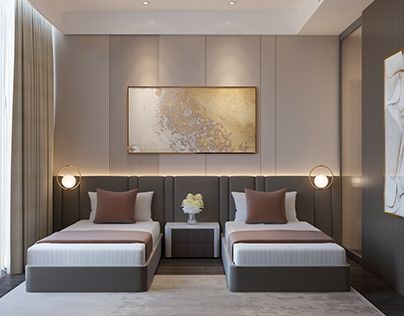 Double Hotel Room Design, 2 Beds One Room, Hotel Room Simple, Small Hotel Room Design, Small Hotel Design, Hotel Room Interior Luxury, Twin Bedroom Design, Room With 2 Beds, Hotel Room Design Bedrooms