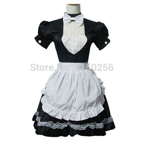 Modern Maid Uniform, Maid Outfit Aesthetic, Princess Dress Black, French Maid Outfit, Clue Costume, Lace Princess Dress, Cosplay Maid, Lace Costume, Costumes Dresses