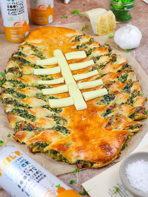 Cheesy Spinach Artichoke Football Appetizer Pull Apart Spinach Artichoke Football, Spinach Artichoke Football, Football Pull Apart Bread, Football Shaped Appetizers, Spinach Artichoke Bites, Homemade Spinach Dip, Spinach Appetizers, Artichoke Bites, Artichoke Appetizer