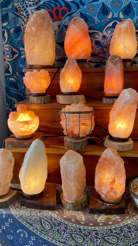 Decorating With Salt Lamps, Salt Lamps Aesthetic, Salt Lamp Decor Ideas, Himalayan Salt Lamp Decor, Salt Lamp Aesthetic, Salt Lamp Decor, Salt Stone Lamp, Wellness Room, Salt Rock Lamp