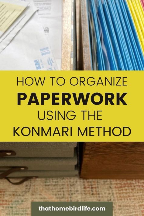 How to organize paperwork using the KonMari Method Paperwork Storage, Konmari Method Organizing, Paper Organizing, Paper Decluttering, Organize Paperwork, Konmari Organizing, Marie Kondo Organizing, Organising Ideas, Paper Clutter Organization