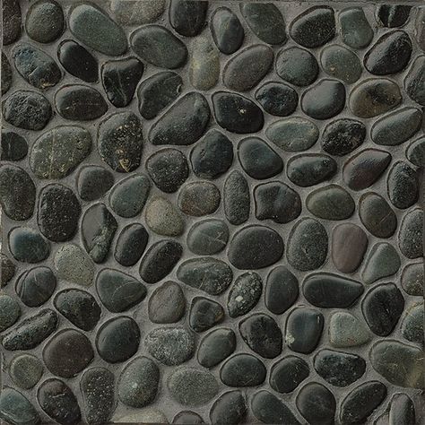 Pebble Rock Random Sized Stone Pebble Tile in Hitam River Rock Bathroom, River Rock Tile, Fancy Tile, Rock Floor, Water Fountain Design, Tropical Interior Design, Pebble Floor, Porch Tile, Dining Room Floor