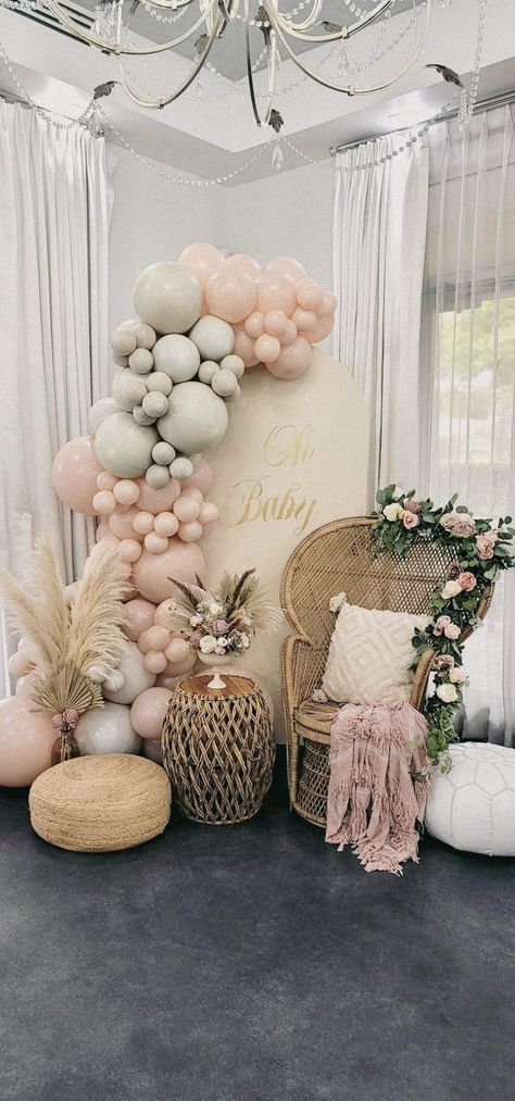 Baby Shower / Baby Shower "Blush & Boho Baby Shower " | Catch My Party Blush Baby Shower Decor, Boho Baby Shower Girl, Boho Baby Shower Decorations, Fancy Baby Shower, Creative Baby Shower Themes, Cat Baby Shower, Blush Pink Baby Shower, Girl Shower Themes, Surprise Baby Shower