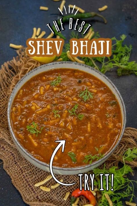 Shev Bhaji is a delicious Maharashtrian recipe in which thick sev are dunked in a spicy onion-coconut gravy. Try my easy recipe here. Shev Bhaji Recipe, Sev Bhaji Recipe, Maharashtrian Recipes, Bhaji Recipe, Eggless Cake Recipe, Eggless Cake, Middle Eastern Recipes, American Food, Garam Masala