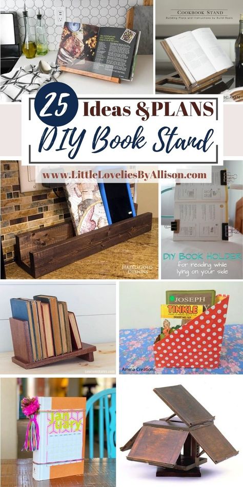 25 DIY Book Stand Hacks Using Household Materials Diy Book Stand For Reading, Table Top Book Rack, Open Book Display Stand Diy, Book Display Stand Diy, Bookstand Holder Diy, Book Rack Diy, Diy Book Holder Ideas, Book Stands Diy, Table Top Book Display