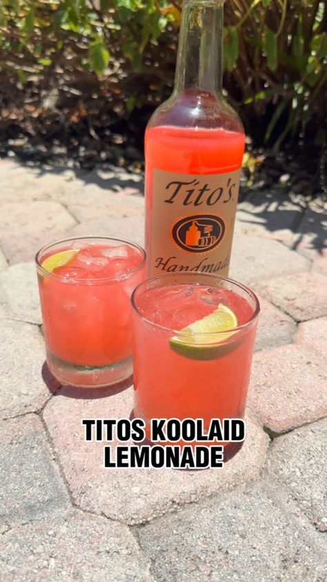 Enjoying the weather with @TitosVodka infused with Watermelon Koolaid! Added 2 Sugar Cubes (Koolaid is unsweetened), Lemonade and… | Instagram Lemonade Mixed Drinks Alcohol, Killer Koolaid Cocktail, Tito’s Koolaid Lemonade, Koolaid Vodka Drinks, Shots Alcohol Recipes, Fun Drinks Alcohol, Shots Alcohol, Summer Drinks Alcohol, Cocktail Drinks Alcoholic