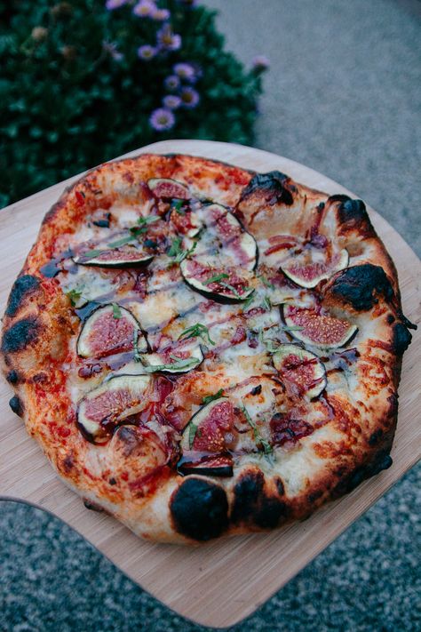 Fig Blue Cheese, Outdoor Pizza Oven Recipes, Pizza Oven Recipes Wood Fired, Diy Plant Pot, Figs Blue Cheese, Blue Cheese Pizza, Wood Fired Oven Recipes, Fig Pizza, Caramelized Onion Pizza