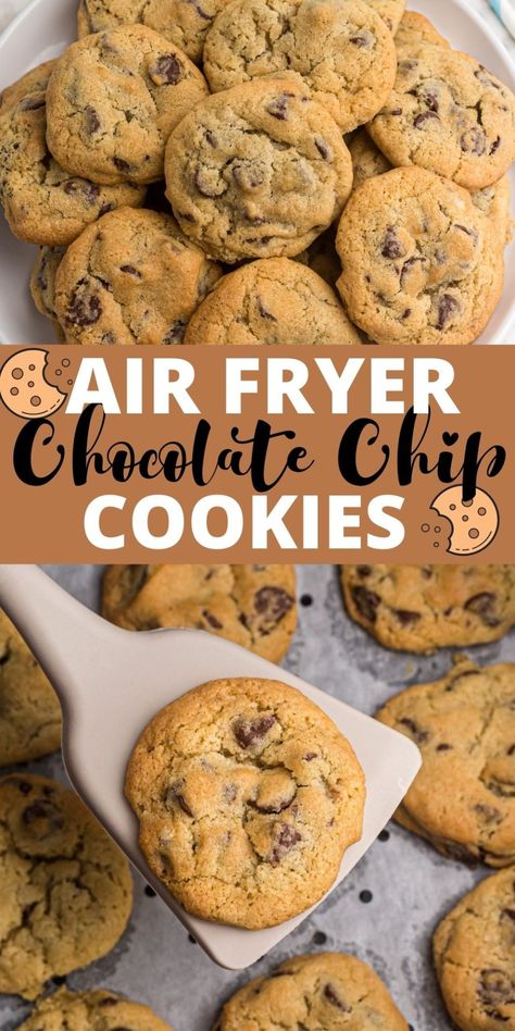 Air fryer chocolate chip cookies are a delicious way to make cookies. Buttery warm cookies are ready in just a few minutes in the air fryer. Air Fryer Chocolate Chip Cookies, Air Fryer Recipes Dessert, Chewy Cookies, Air Fryer Oven Recipes, Make Cookies, Air Fry Recipes, Air Fryer Dinner Recipes, Air Fryer Recipes Easy, Air Fryer Recipes Healthy