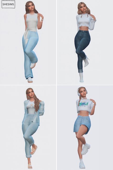 SHESIMS Sims 4 Womens Clothes, Sims 4 Cc Free Clothes, Sims Fits, Sims4 Outfits, Vacation Lookbook, Ts4 Lookbook, Sims Lookbook, Match Art, Gaming Ideas