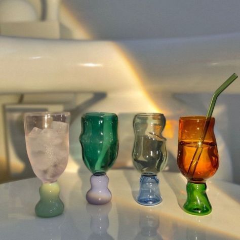 Each cup is hand sculpted and varies in shape and size.Care & Use: Hand washing is recommended. Do not microwave. Sold individually. Material: Glass Glassware Kitchen, Pinterest Room Decor, Cup Art, Coffee Cocktails, Apartment Decor Inspiration, Dream House Decor, Dream Home Design, Glass Cup, Art Decoration