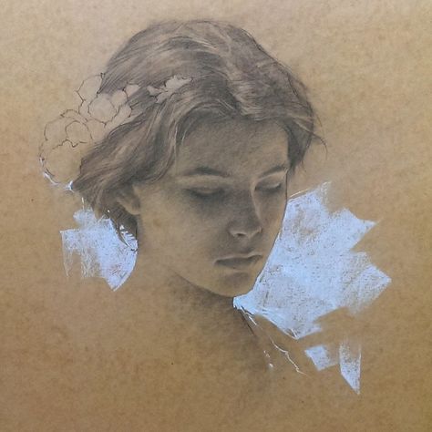 Romel de la Torre Female Face Drawing, Drawing Hands, 얼굴 드로잉, Drawing Hair, Drawing Faces, Face Sketch, Toned Paper, Pencil Portrait, Drawing Tutorials