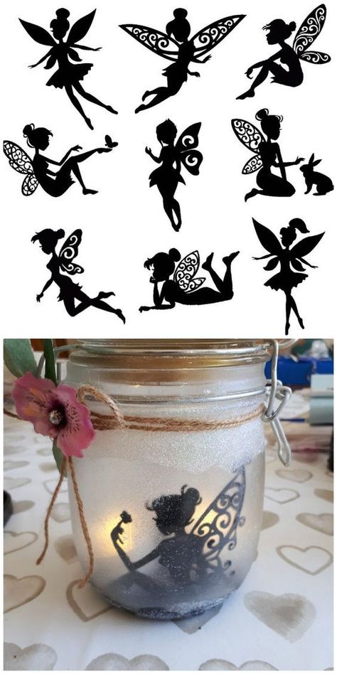 Fairy Jar Lanterns, Fairy In A Jar, Fairy Jars Diy, Fairy Decorations, Fairy Lantern, Tinkerbell Fairy, Fairy Silhouette, Fairy Lanterns, The Whoot