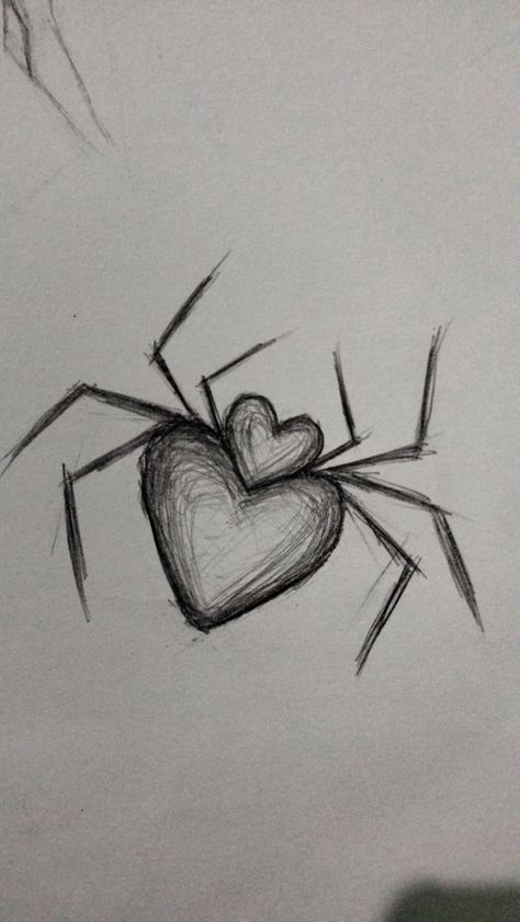 spidey Small Sketchbook Drawing, Spider Hand Drawing, Spider Man Heart Drawing, Spider Man Drawing Sketches Easy, Sceches Drawing Ideas Cool, Simple Chicano Drawings, How To Draw Spider Web, Simple Things To Draw In Your Sketchbook, Drawings Of Spiders