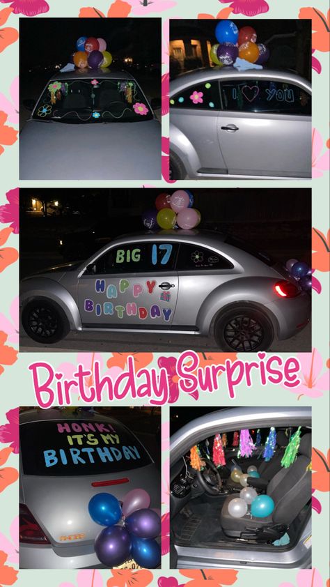 Decorating Car For Birthday, Wake Up Birthday Surprise, Decorate Car For Birthday, Birthday Car Decoration, Decorated Car For Birthday, Decorated Car, One Piece Birthdays, Birthday Room, Birthday Morning Surprise